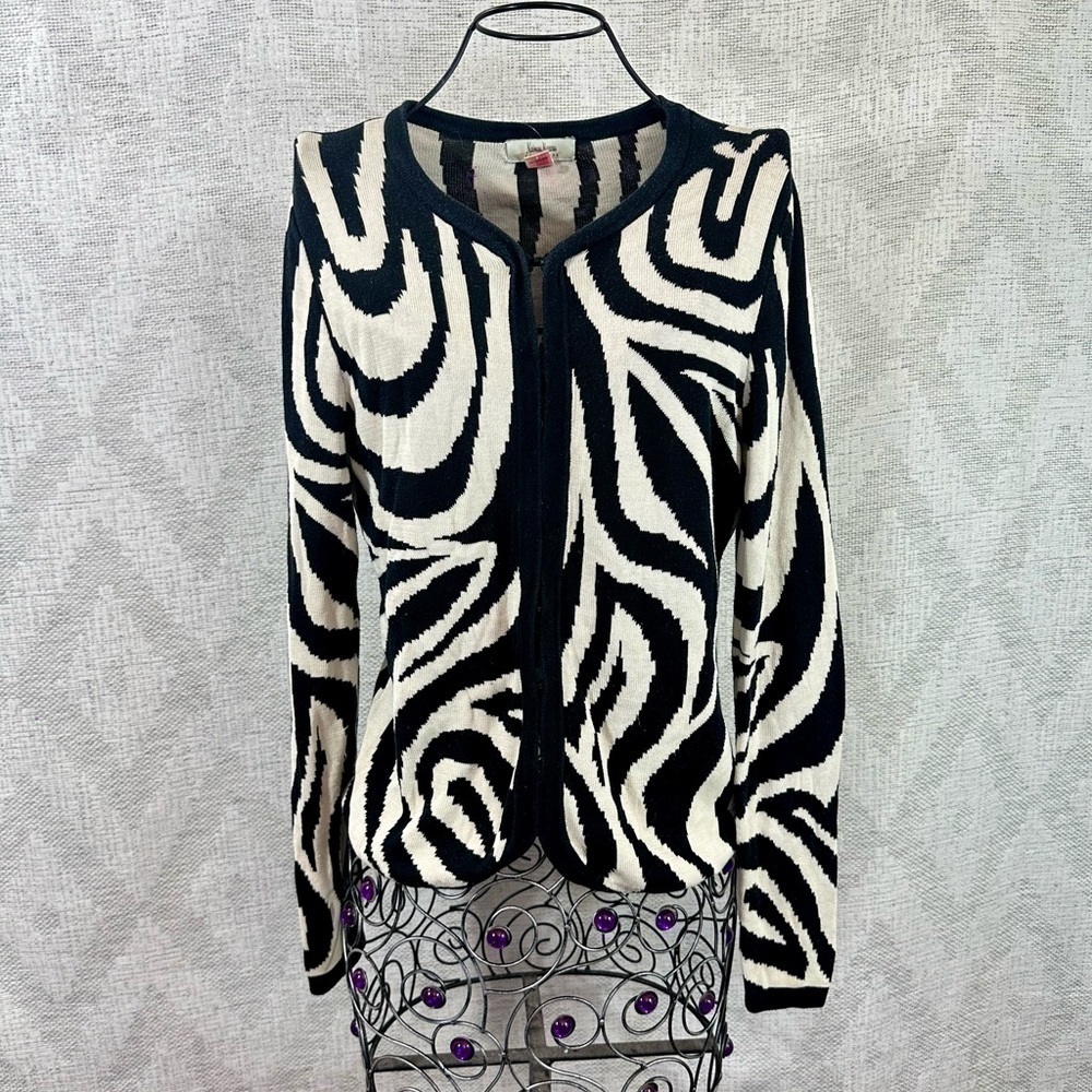 Neiman Marcus 100% silk zebra print cardigan size S